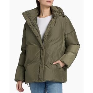 Jenni Kayne Down Filled Puffer Sage Green Hooded Jacket XL NEW Insulated Coat